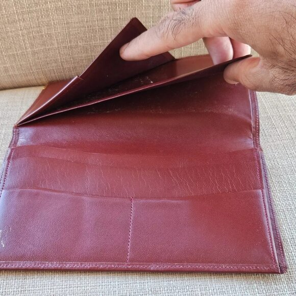 Cartier Paris Clutch Wallet Burgundy Red Leather Card Holder Purse Bag Authentic - Picture 12 of 12